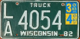 September 1983 Wisconsin Heavy Truck License Plate