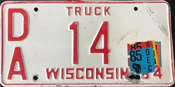 1984 Wisconsin Heavy Truck License Plate