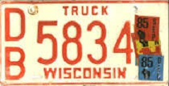 1984 Wisconsin Heavy Truck License Plate