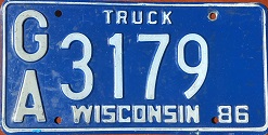 1986 Wisconsin Heavy Truck License Plate