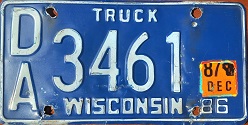 December 1987 Wisconsin Heavy Truck License Plate