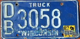 June 1987 Wisconsin Heavy Truck License Plate