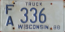 1988 Wisconsin Heavy Truck License Plate