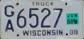 June 1988 Wisconsin Heavy Truck License Plate