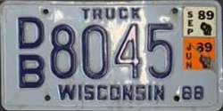 June 1989 Wisconsin Heavy Truck License Plate