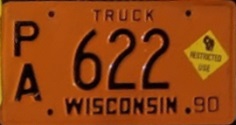 1990 Wisconsin Heavy Truck License Plate