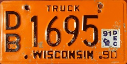December 1991 Wisconsin Heavy Truck License Plate