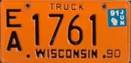 June 1991 Wisconsin Heavy Truck License Plate