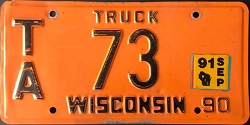 September 1991 Wisconsin Heavy Truck License Plate