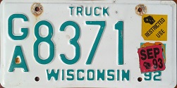 September 1993 Wisconsin Heavy Truck License Plate