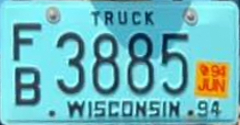 June 1994 Wisconsin Heavy Truck License Plate