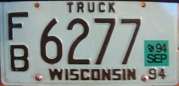 September 1994 Wisconsin Heavy Truck License Plate