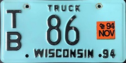 November 1994 Wisconsin Heavy Truck License Plate