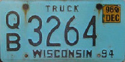 December 1996 Wisconsin Heavy Truck License Plate