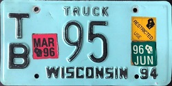 September 1996 Wisconsin Heavy Truck License Plate