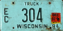 December 1997 Wisconsin Heavy Truck License Plate