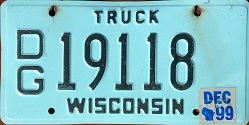 December 1999 Wisconsin Heavy Truck License Plate