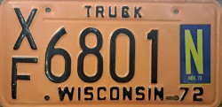 1973 Wisconsin Heavy Truck License Plate
