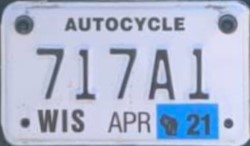 2021 Wisconsin Autocycle License Plate