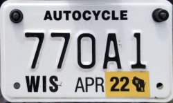 2022 Wisconsin Autocycle License Plate