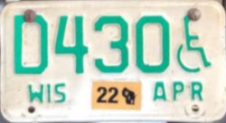 2022 Wisconsin Disabled Motorcyle License Plate