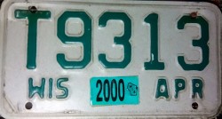2000 Wisconsin Motorcycle License Plate