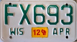 2012 Wisconsin Motorcycle License Plate