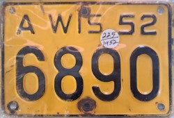 1952 Wisconsin Motorcycle License Plate
