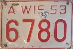 1953 Wisconsin Motorcycle License Plate