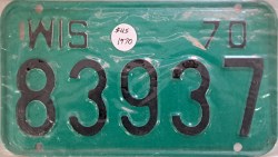 1970 Wisconsin Motorcycle License Plate