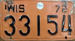 1972 Wisconsin Motorcycle License Plate