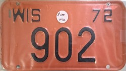 1972 Wisconsin Motorcycle License Plate