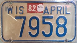 1982 Wisconsin Motorcycle License Plate
