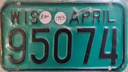 1985 Wisconsin Motorcycle License Plate
