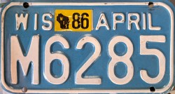 1986 Wisconsin Motorcycle License Plate