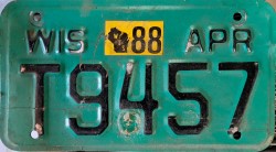 1988 Wisconsin Motorcycle License Plate