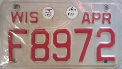 1989 Wisconsin Motorcycle License Plate