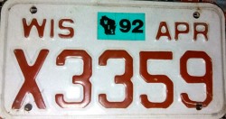 1992 Wisconsin Motorcycle License Plate