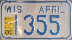 1981 Wisconsin Special Designed Vehicle License Plate