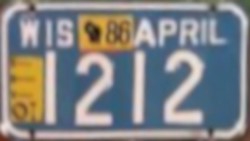 1986 Wisconsin Special Designed Vehicle License Plate