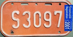 2001 Wisconsin Snowmobile Dealer License Plate