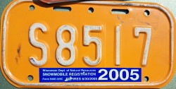 2005 Wisconsin Snowmobile Dealer License Plate