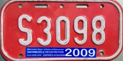 2009 Wisconsin Snowmobile Dealer License Plate