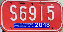 2013 Wisconsin Snowmobile Dealer License Plate