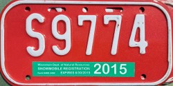 2015 Wisconsin Snowmobile Dealer License Plate