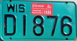 1988 Wisconsin Snowmobile Dealer License Plate