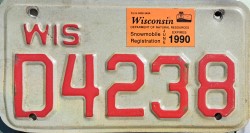 1990 Wisconsin Snowmobile Dealer License Plate