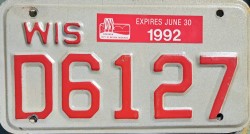 1992 Wisconsin Snowmobile Dealer License Plate