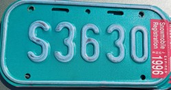 1996 Wisconsin Snowmobile Dealer License Plate