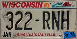 Peeling Wisconsin License Plate